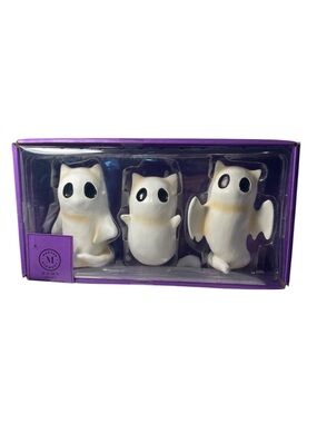 Martha Stewart Set of 3 White Ghost Cat Figurines. NWT HTF **